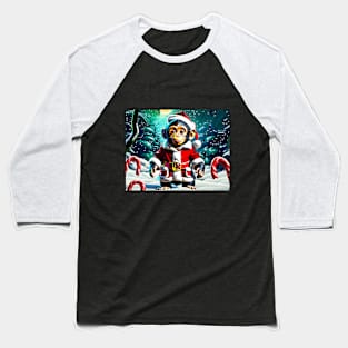 Santa Baby Chimpanzee Baseball T-Shirt